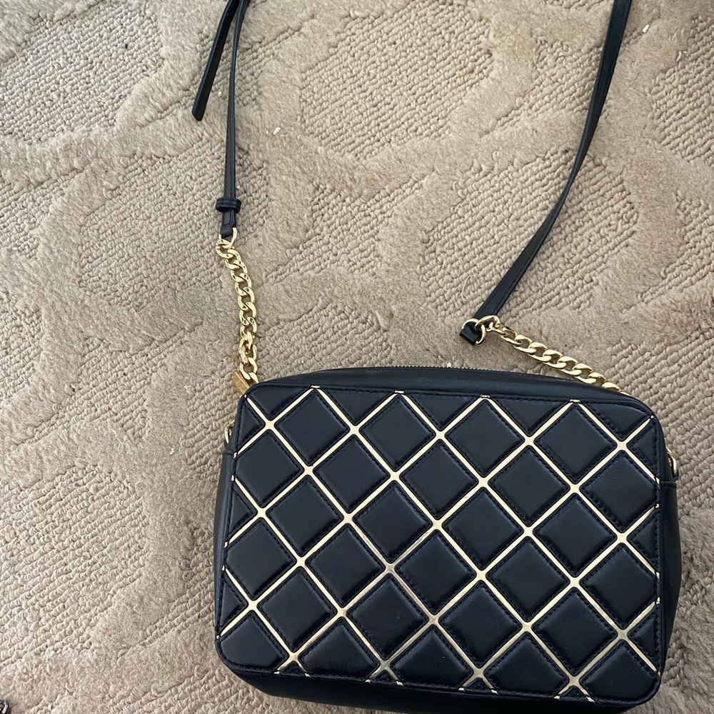 Michael Kors black and gold cross body bag
